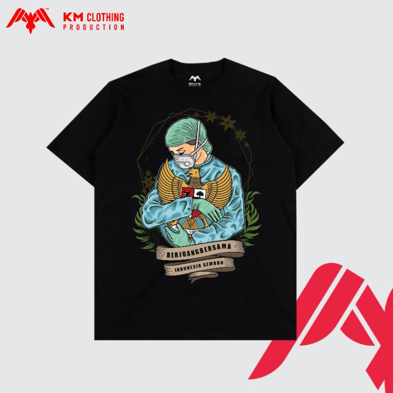 KAOS DISTRO COVID 19 | KAOS INDONESIA SEMBUH | KAOS PRIA | KAOS KMCLOTH