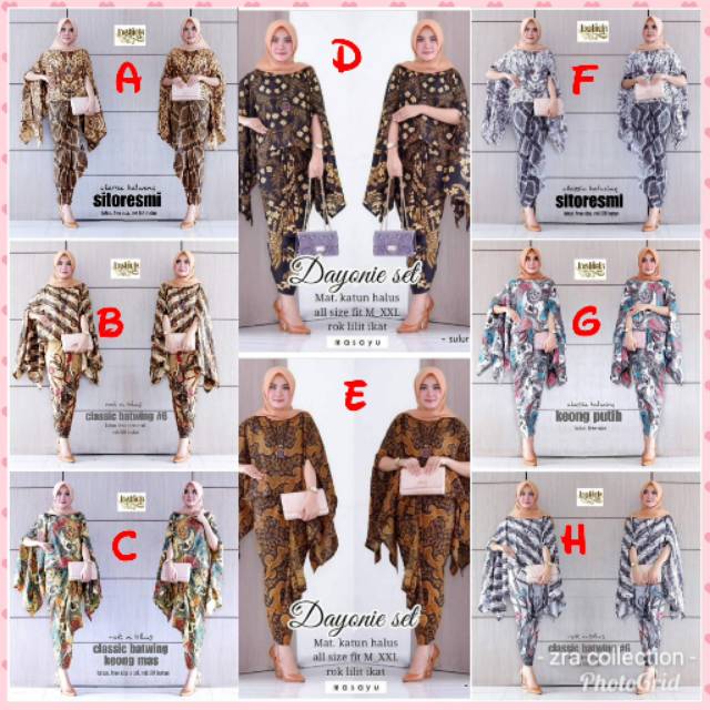 Set classic batwing rok lilit instan allsize fit to XXL.batik Pekalongan
