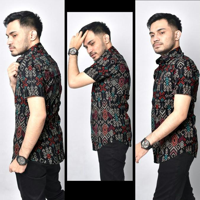 Kemeja Batik Pria Cowok Laki Lengan Pendek Hem Keren Kekinian Premium