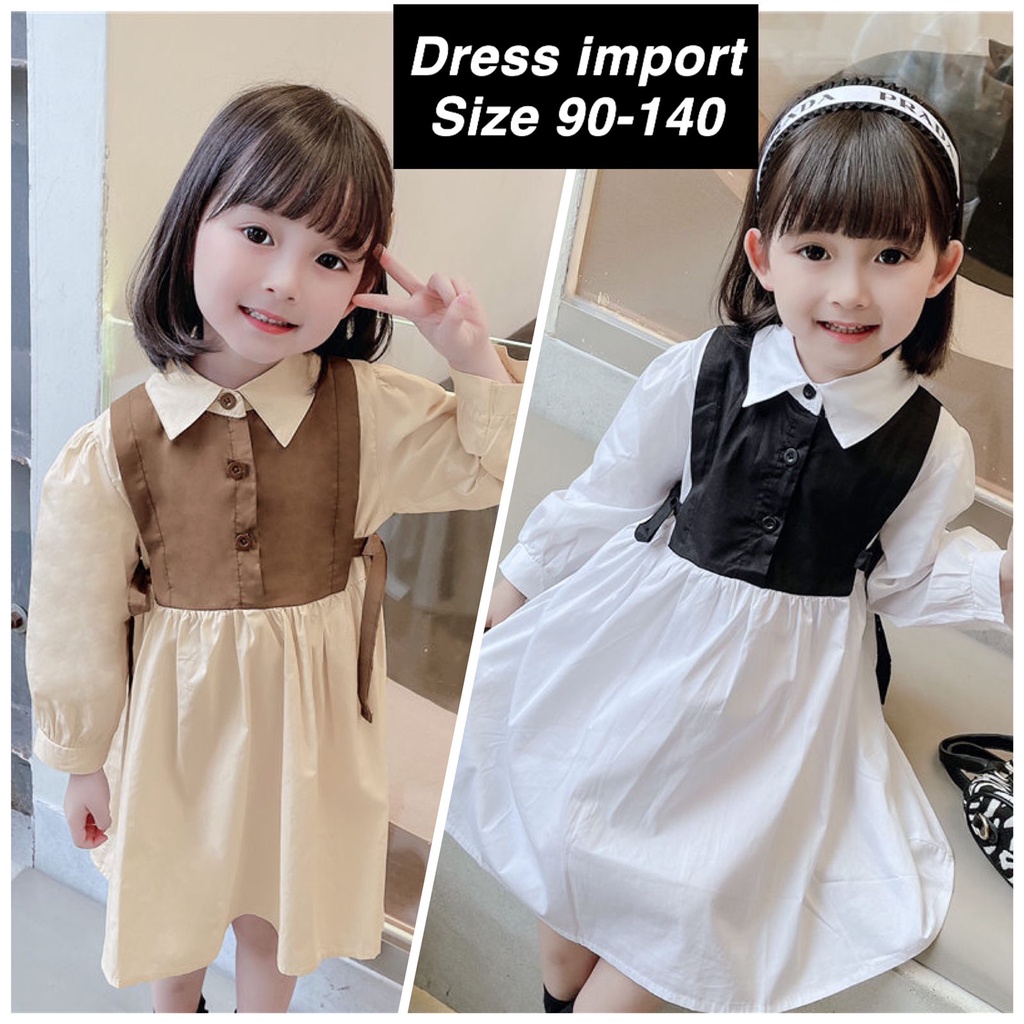 (LOLI-JKT)BD-130 DRESS ANAK CEWEK IMPORT BAHAN KATUN SIZE 90-140