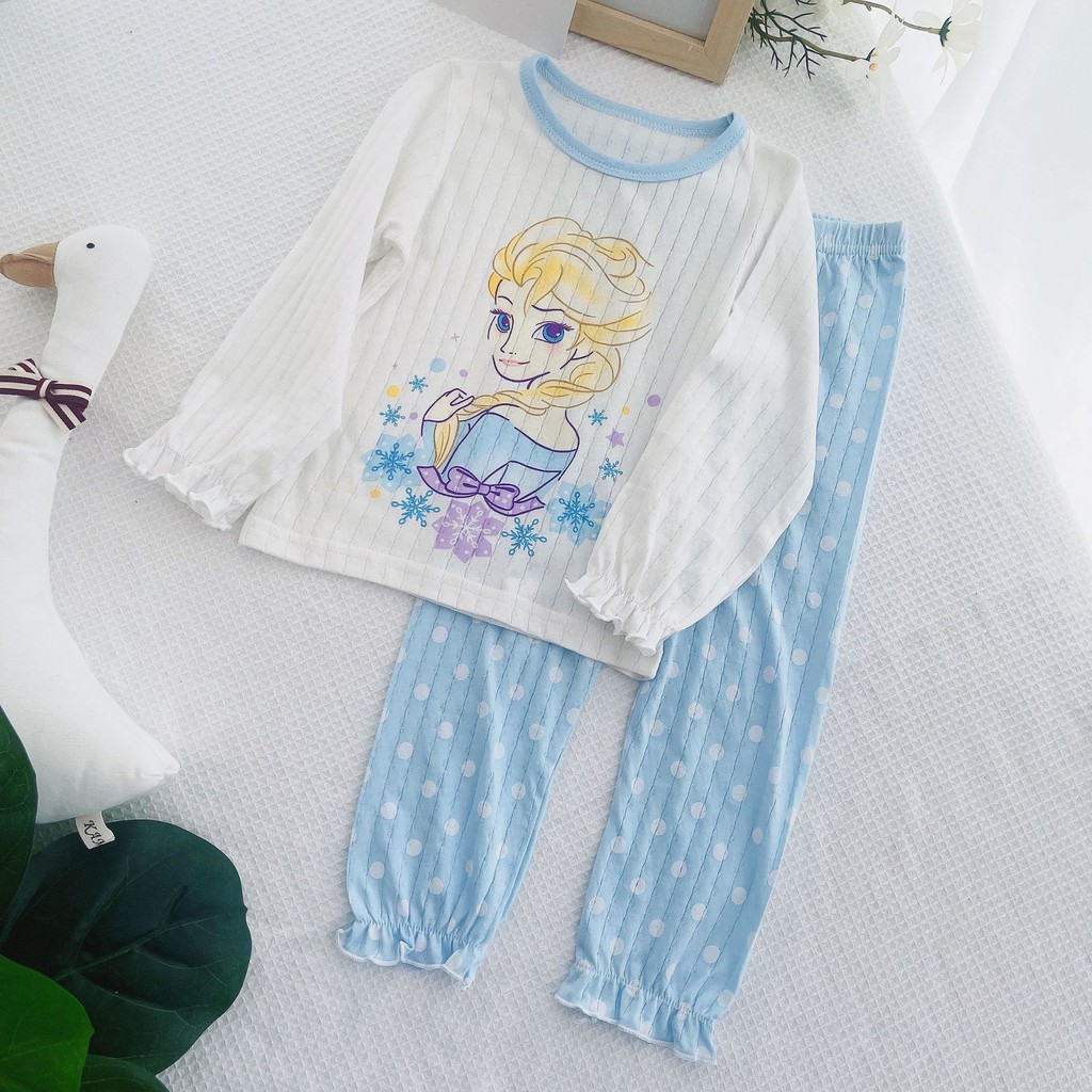 Piyama perempuan impor motif Princess Elsa/Mermaid/Alice/SnowWhite/Rapunzel/Aurora