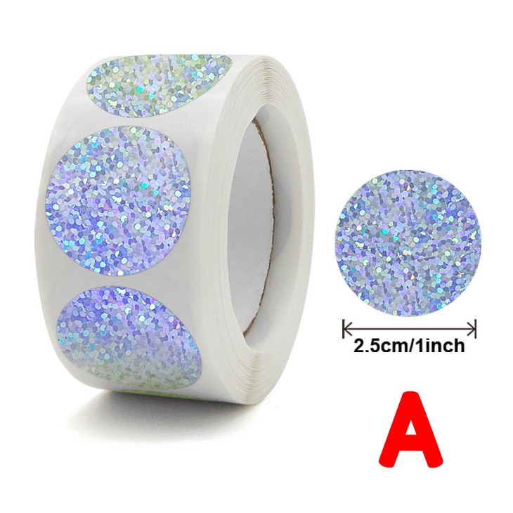 

Label Sticker Dekoratif DIY Sticker Glitter Colorfull Pelangi Decorative (1 Roll/ 500 pcs)