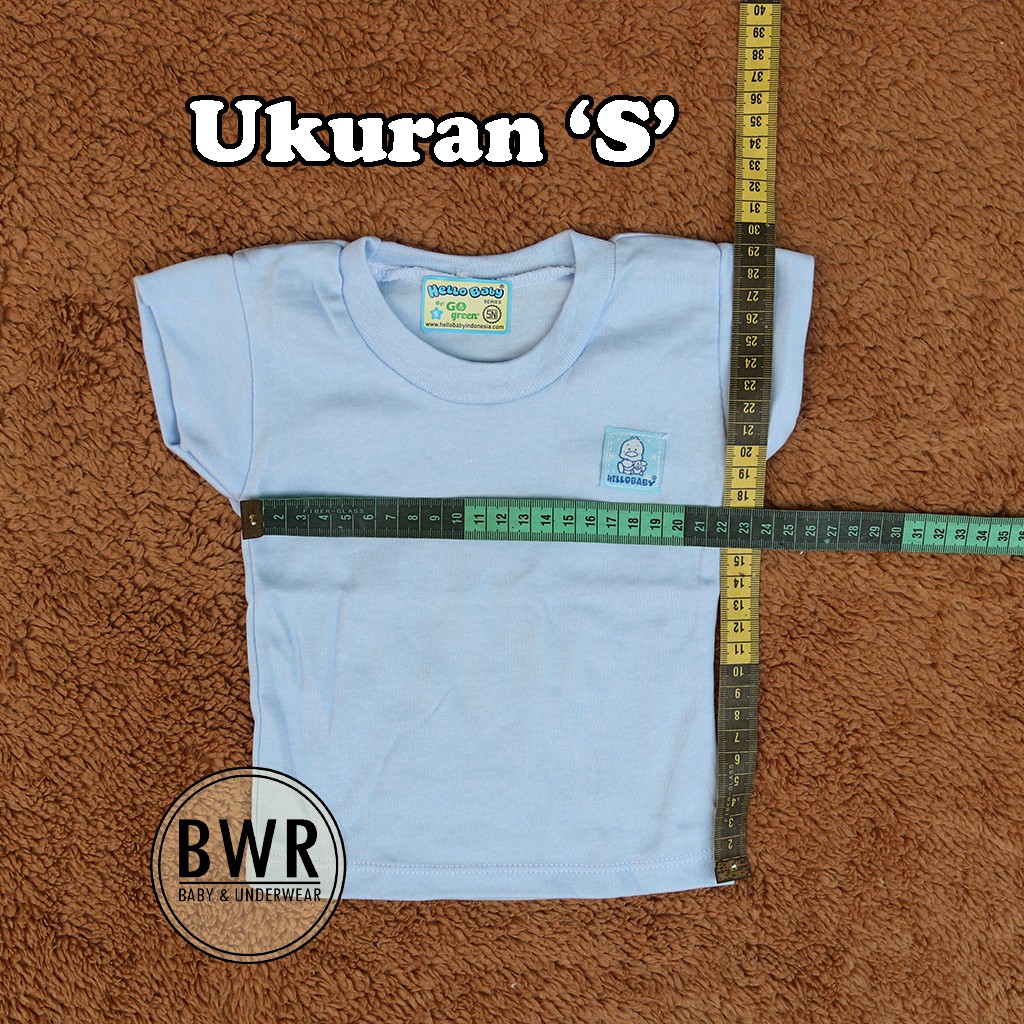 Kaos HELLO BABY Pendek Warna Polos | Kaos Oblong Anak Usia 1~3 Tahun - Bwr IX