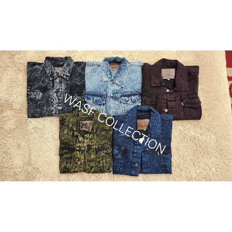 ( PROMO GROSIR ) Jaket jeans pria jaket denim pria Sandwash hitam Sandwash biru Sandwash maroon