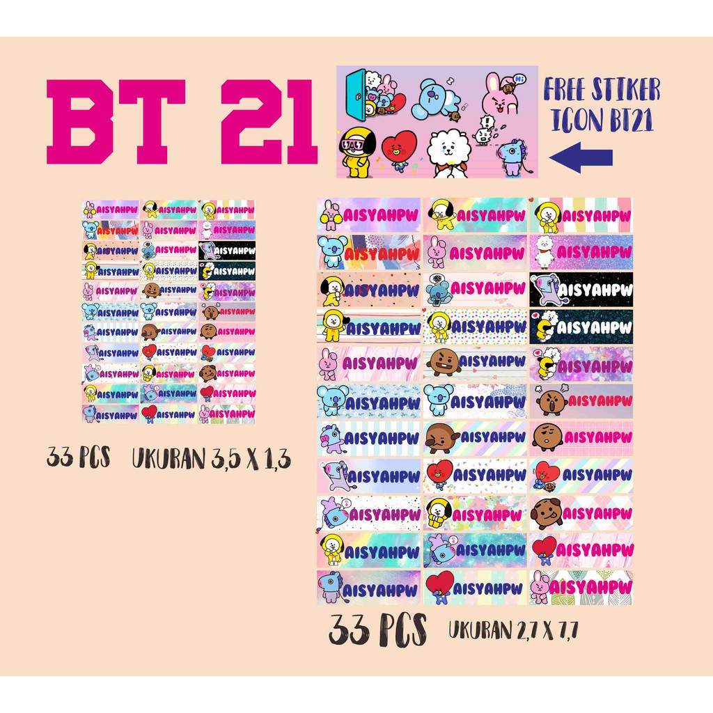 Stiker Nama Tema Bt21 Bts Fg Kpop Cute Bt21 Stickers Bt21 Stiker Karakter Murah