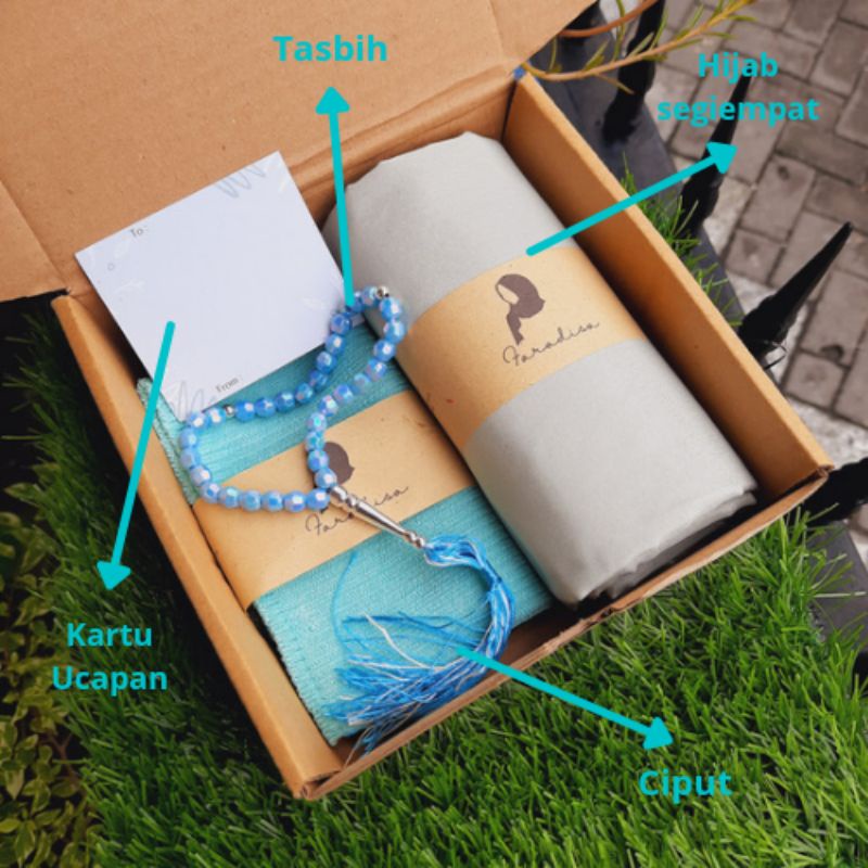 HAMPERS HIJAB CIPUTKADO LEBARAN GIFTBOX KERUDUNG TASBIH