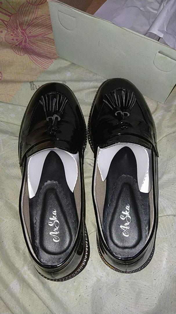 Arskaprojects Sepatu Kerja Wanita Hazel Glossy Black, Premium Murah Handmade