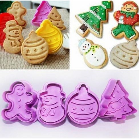 Fondant Plunger Cutter - Cetakan Fondant December Ornament (4pcs)