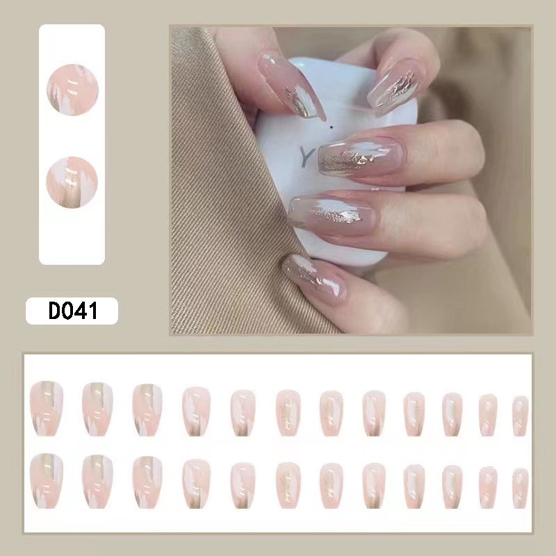 3D Kuku Palsu 24pcs/(FREE LEM)Set DIY Instant Nail Art Fake Nails Bridal Wedding Akrilik/24 pcs Kuku Palsu 3D / Stiker Kuku Palsu / Kuku Palsu Premium With Box/ Pemoles Kuku-D041