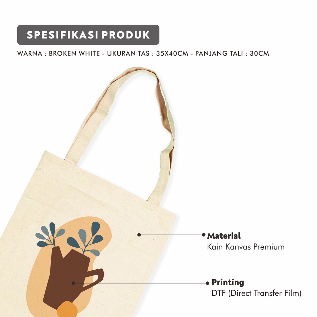 Sevine Tote Bag Kanvas Tas Fashion Totebag Wanita DTF Printing Nordic Aesthetic Series - KPA2
