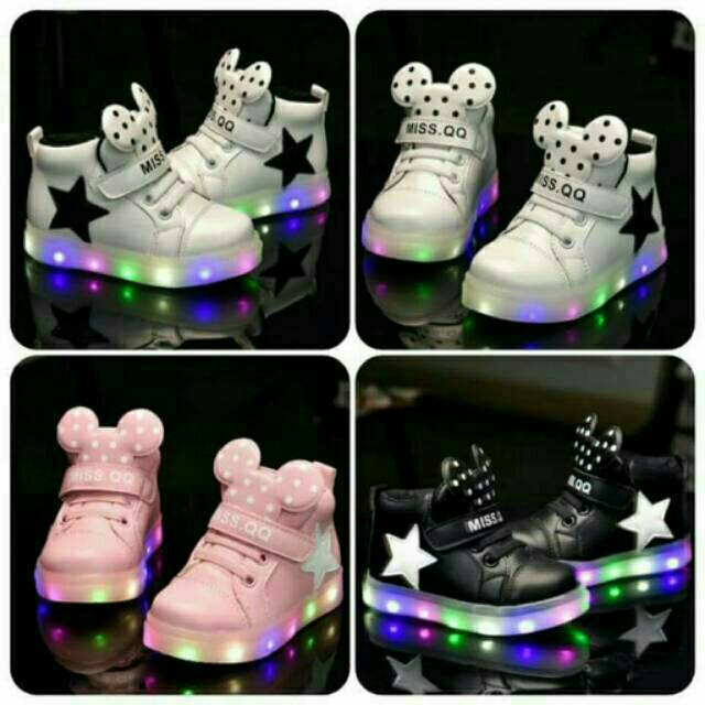Sepatu Lampu Anak | Sepatu Anak LED | Sepatu Anak LED Perempuan Mickey Star