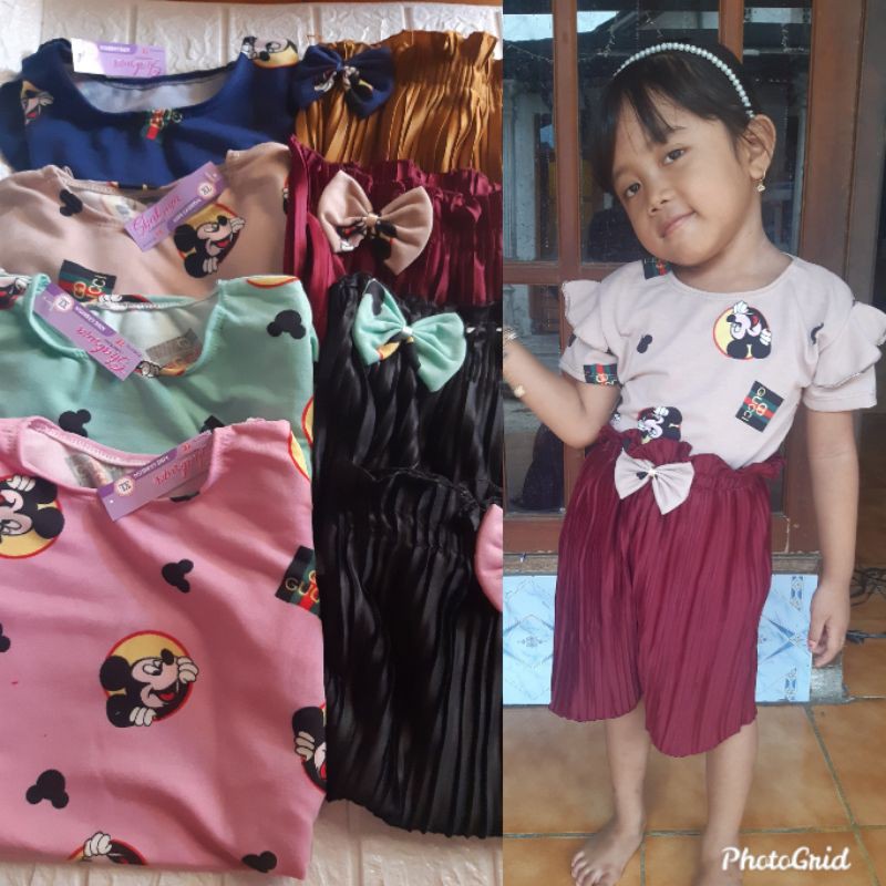 setelan anak kulot plisket premium tie dye polka