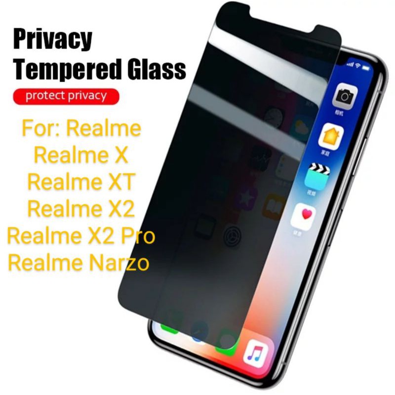 Realme X XT X2 Pro Narzo Antigores Tempered Glass Spy TG Screen Guard protector privacy