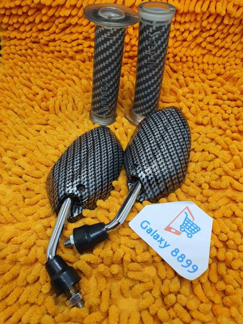 Spion Beat Mini Karbon crome + Handgrip Karbon Kitaco silver