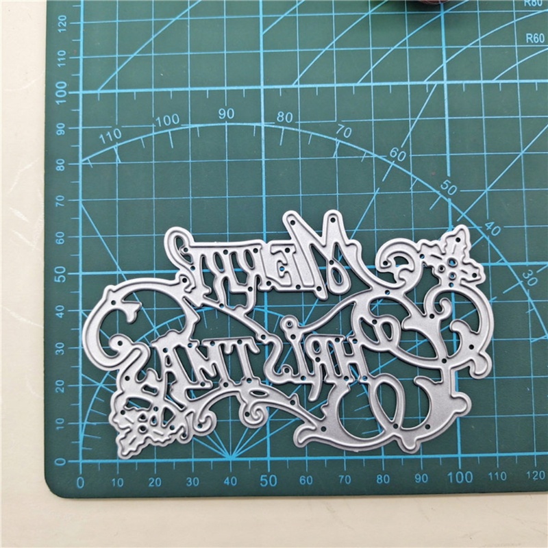 Cetakan Stensil Cutting Dies Motif Tulisan Merry Christmas Bahan Metal Untuk Scrapbook / Craft DIY