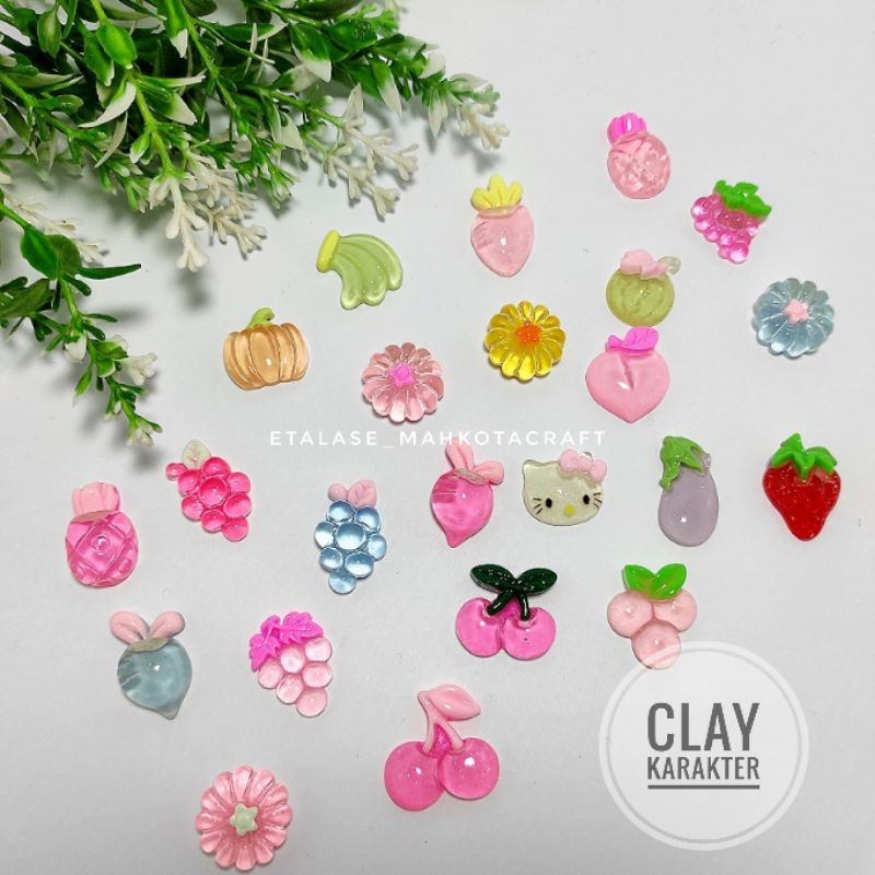 10 pcs Clay karakter / Clay buah/ stopper clay / resin clay
