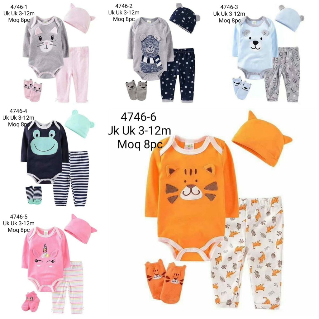 carterlove bk set 4in1 kode 4746/baju set jumper