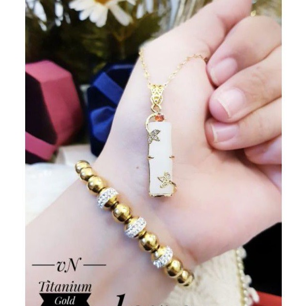 Titanium Gold Set Gelang dan Cincin 1758K