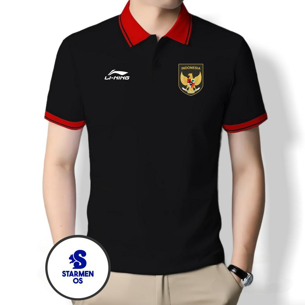 Kaos Wangki Polo Atasan Tshirt Pria Kerah Wangki Big List LOGO GARUDA INDONESIA AND Ll NING SEA GAMES 2023