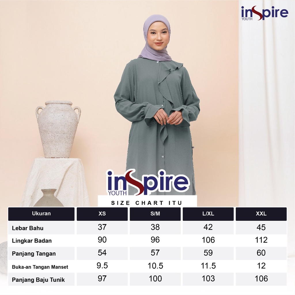 Inspire Tunik ITU 080 Bahan Airflow Atasan Wanita Polos kekinian Modern