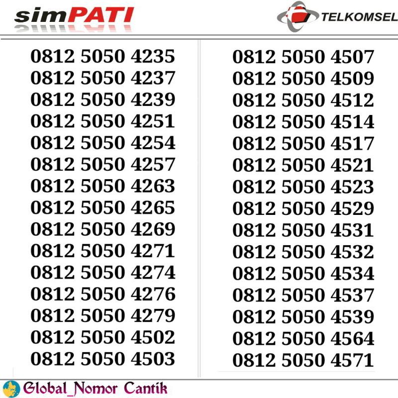 nomor cantik simpati seri 5050