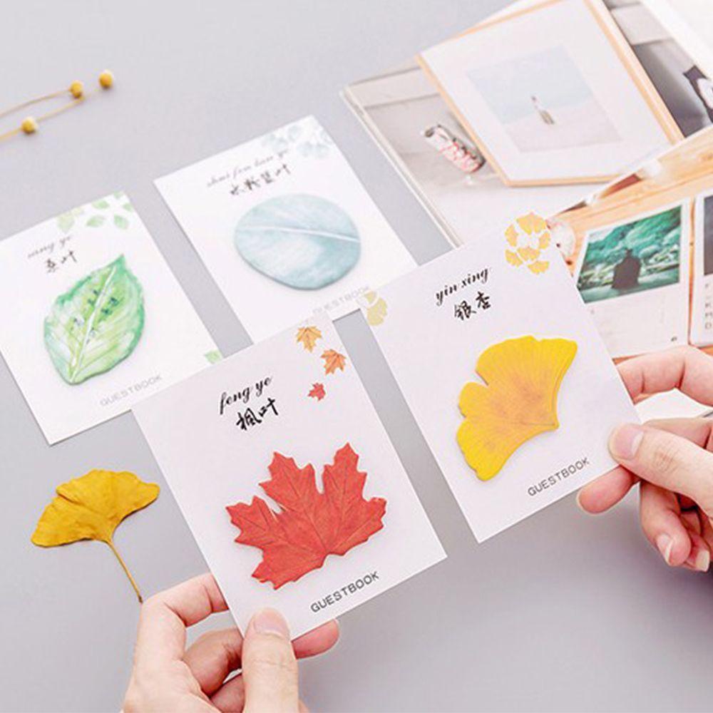 Lanfy Ginkgo biloba Sticky Note Fresh Ins Style Planner Stiker Notepad Kertas Bookmark Alat Tulis Tulisan Pad Daun Imitasi Pesan Note