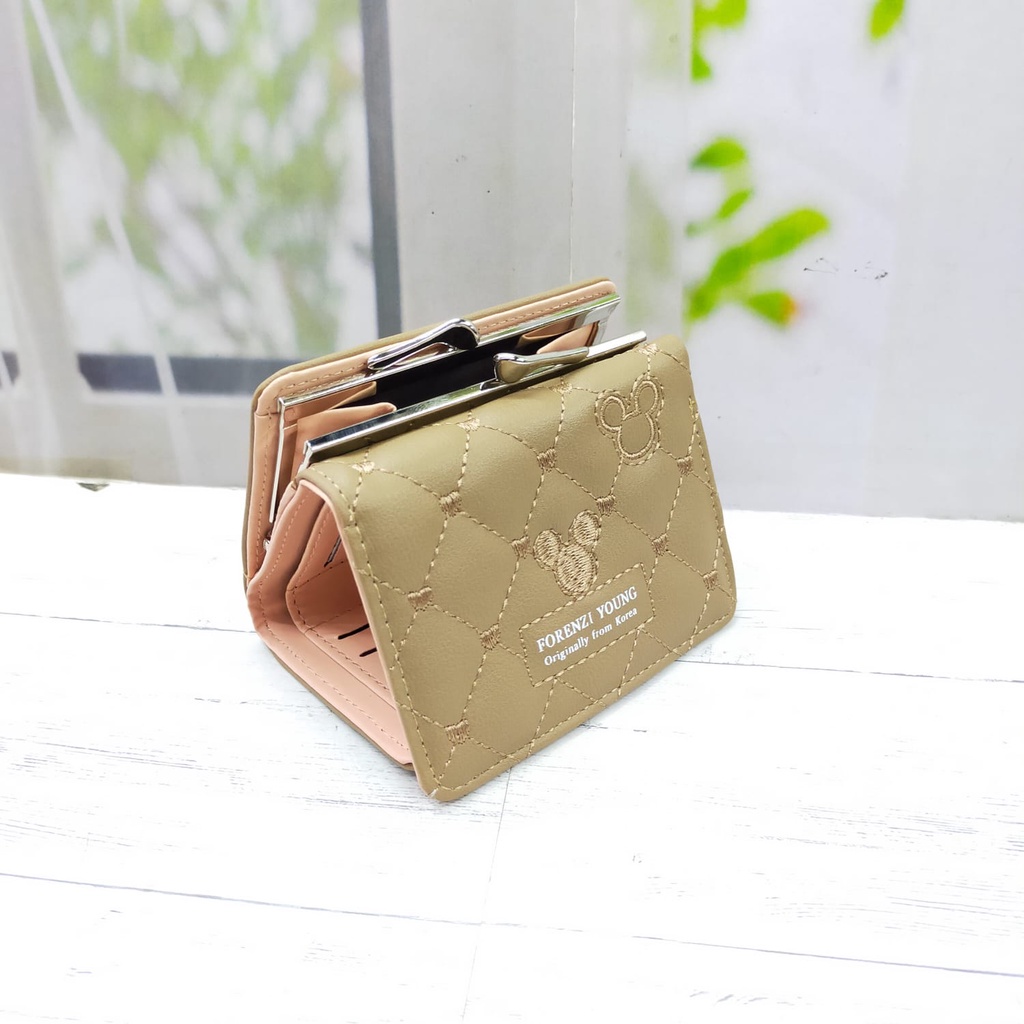 Dompet wanita kecil forever young lipat penutup kunci behel korea