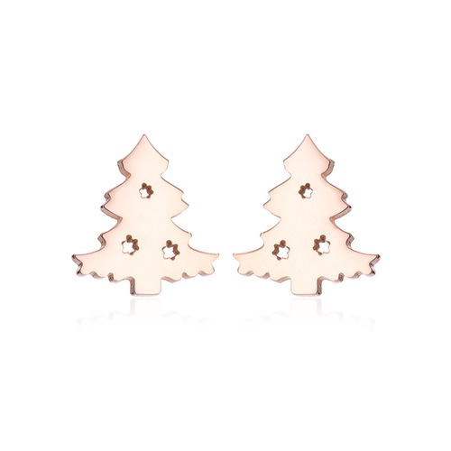 LRC Anting Tusuk Fashion Stainless Steel Christmas Tree Earrings Q37195