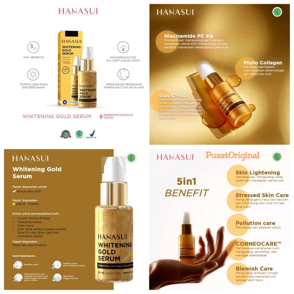 HANASUI SERUM WHITENING GOLD BPOM by JAYA MANDIRI - SERUM GOLD