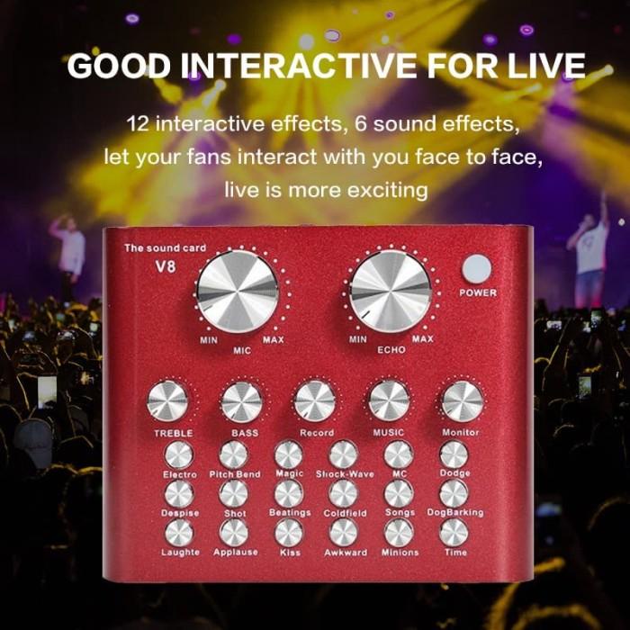 V8 Pro SoundCard Audio Mixer untuk Live Broadcast Best Seller