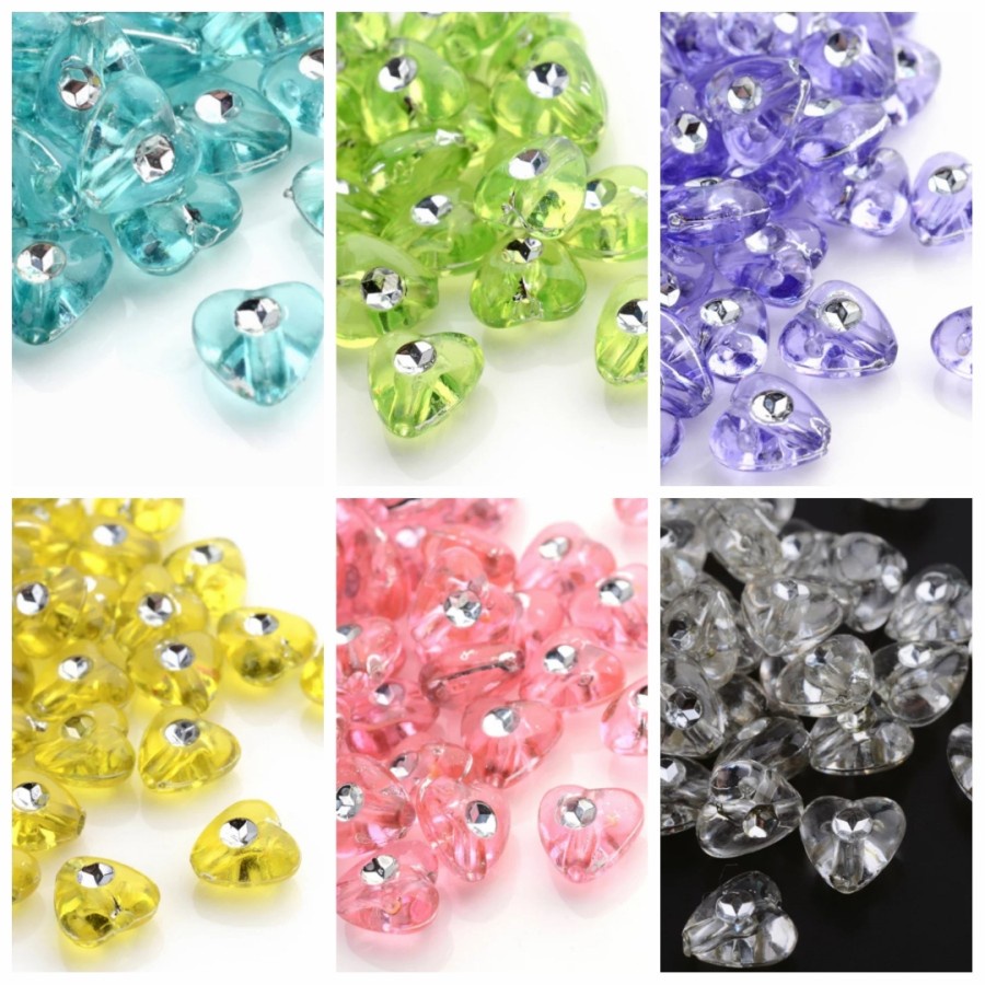 ISI 40PC MANIK MOTE ZIRCON LOVE BAHAN KERAJINAN CRAFT DIY CANTIK BERKUALITAS