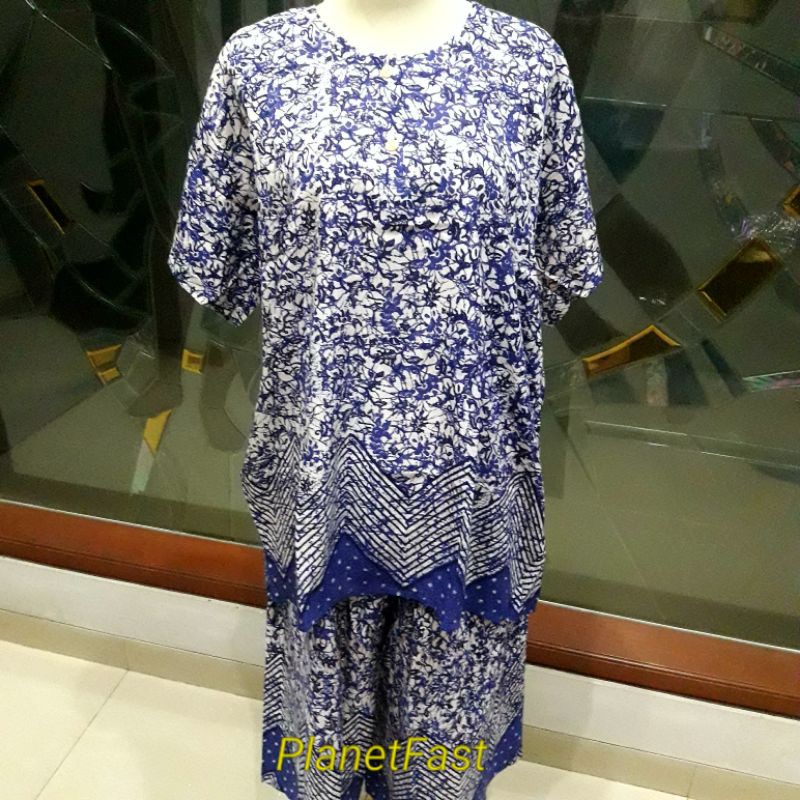 Setelan Pendek Jumbo Batik Wanita - Kulot LD 122