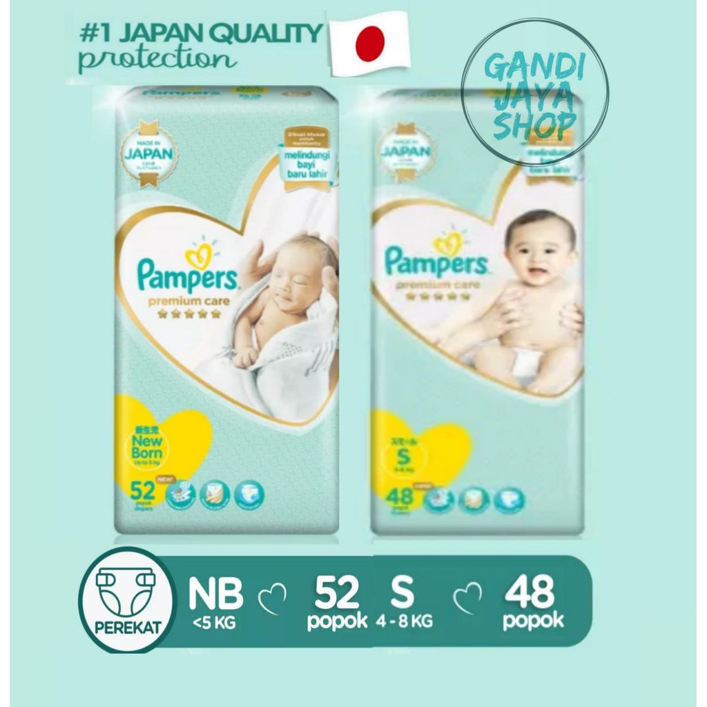 PAMPERS Premium Soft /Care Popok Perekat NB52/S48