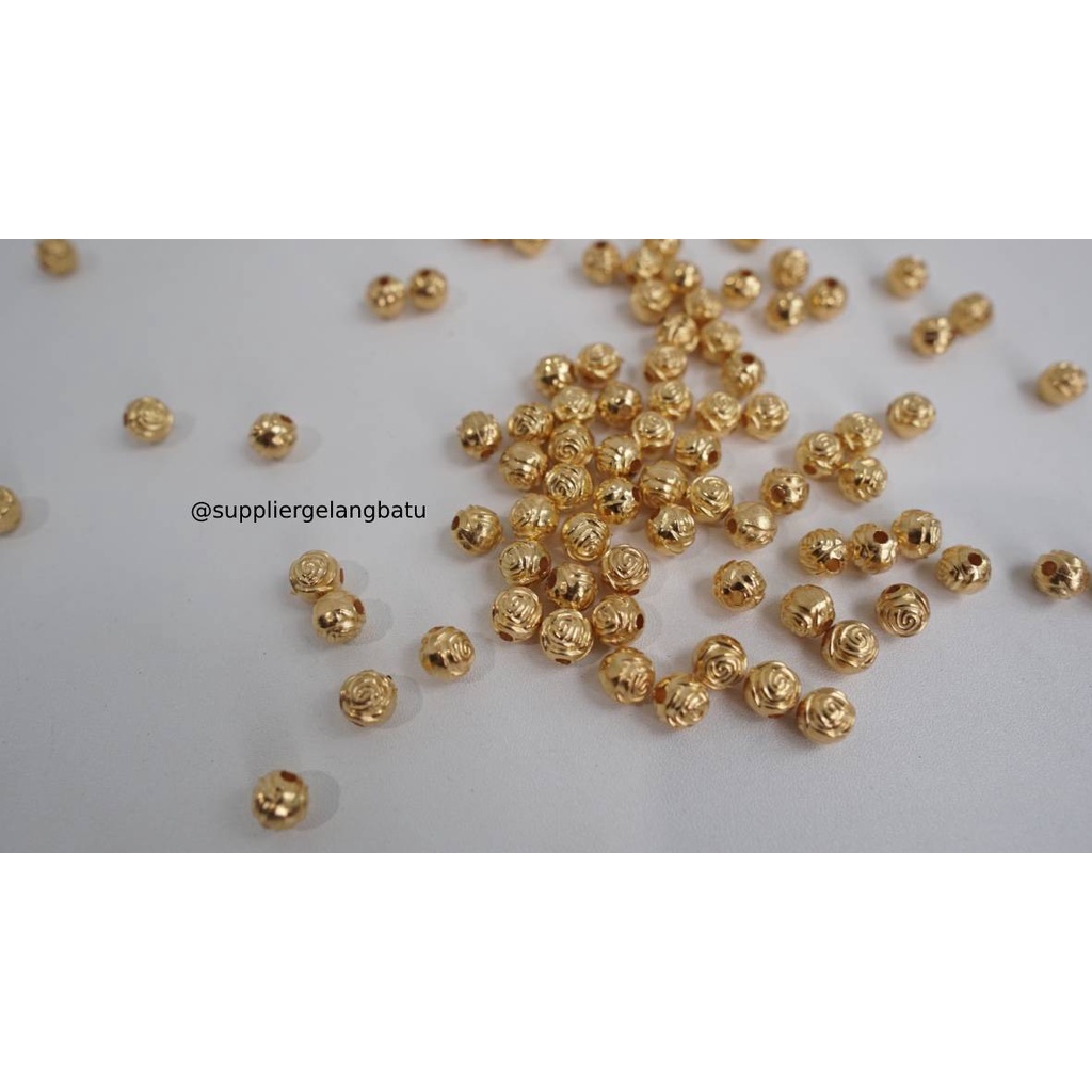 Aksesoris spacer BUNGA BULAT 8mm GOLD pembatas aksesoris gelang kalung