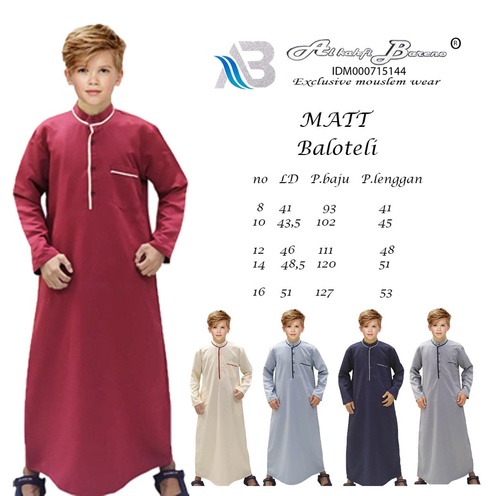 Baju Koko Anak/ Gamis Anak Laki Laki Jubah Anak Laki Laki Lengan Panjang Al qadr/AB Alkahfi Bareno