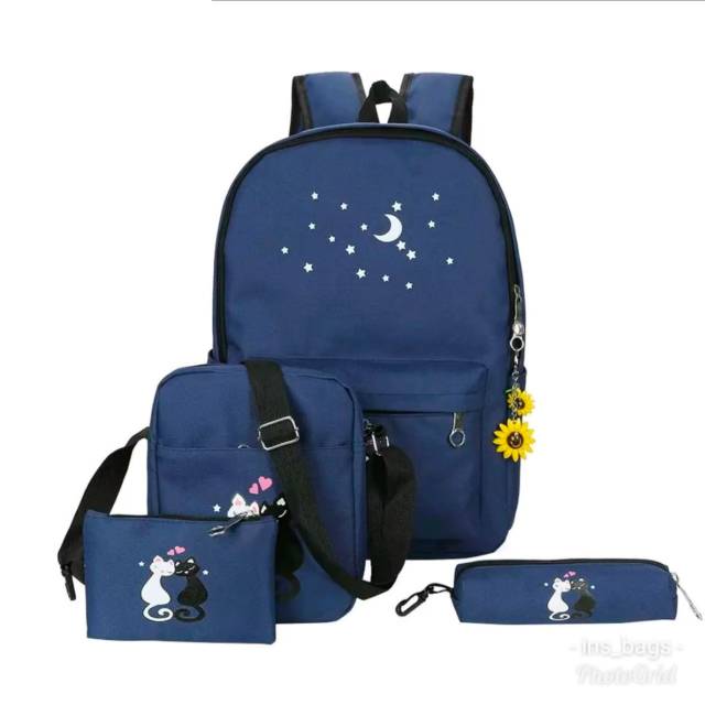 TAS RANSEL ANAK SET MOON CAT BELI 1 DAPAT 4 NIQABIS