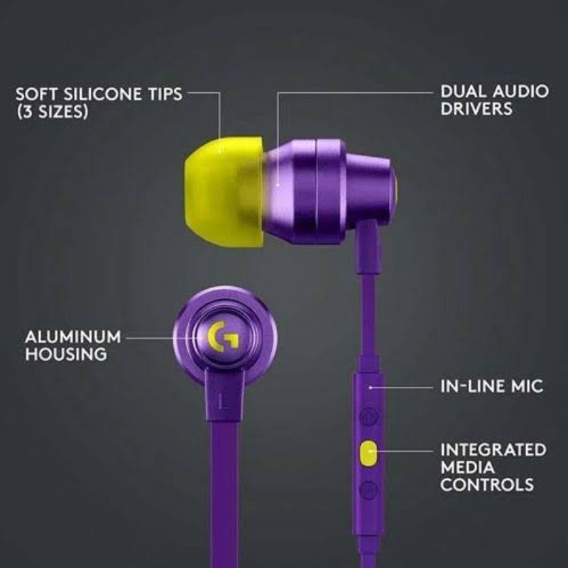 Logitech G333 In-Ear Earphone Gaming with Type C Adapter ORIGINAL