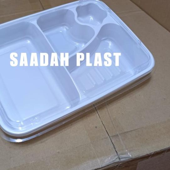 ➦ Mika Bento 4 Sekat - PUTIH / Tray Bento / Box Bento / Kotak Makan - BENTO PUTIH ✱