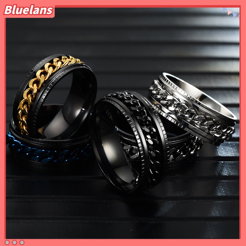 Bluelans Cincin Pria Model Rantai Putar Untuk Pesta