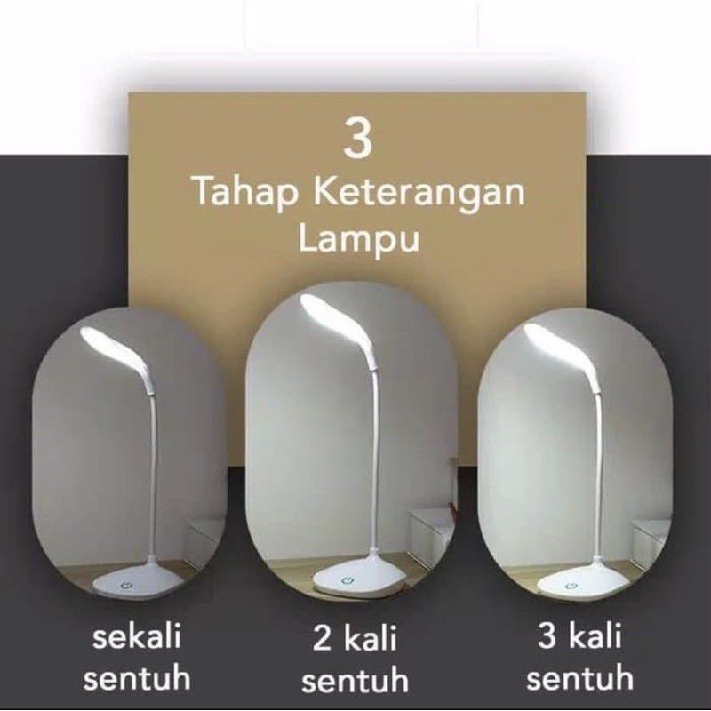 LAMPU MEJA BELAJAR 14LED 3 MODE SENTUH  BISA DICAS RECHARGEABLE DESKTOP LAMP