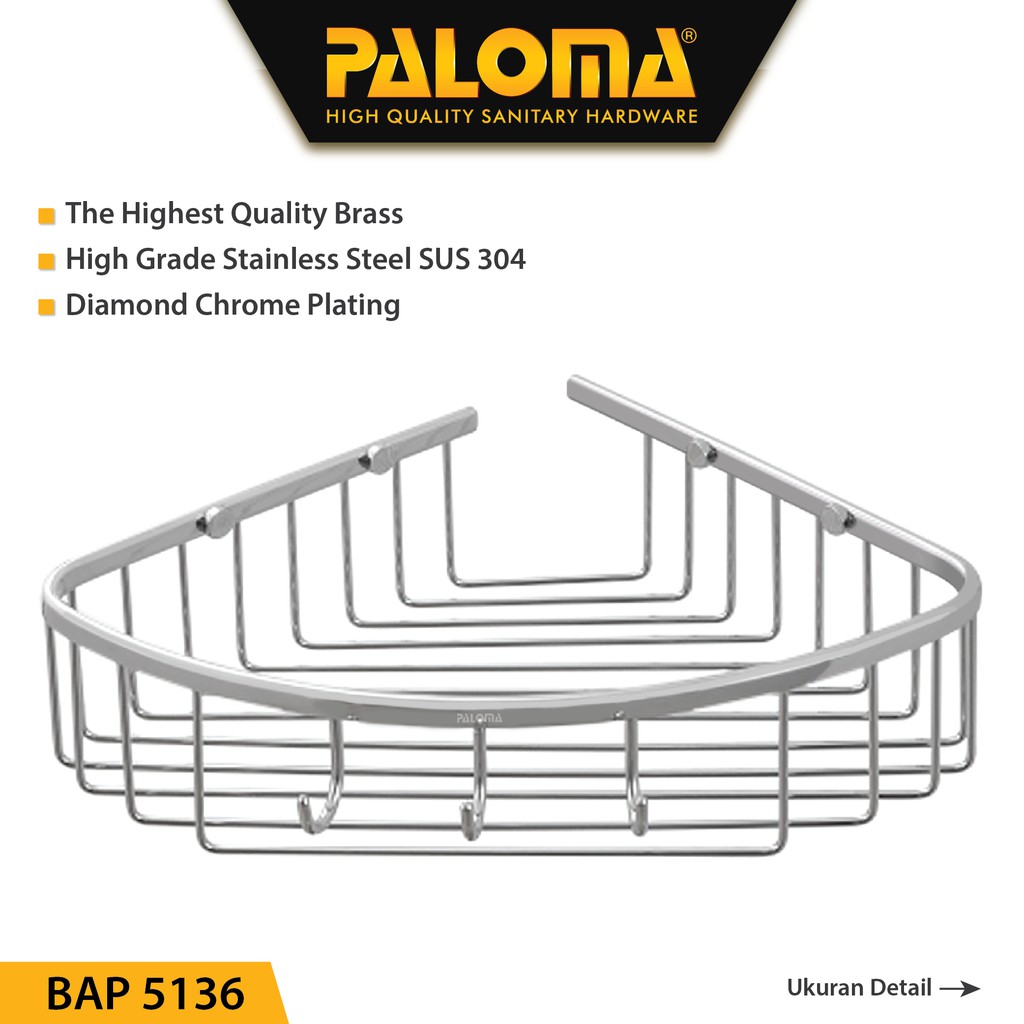 PALOMA BAP 5136 Rak Sudut Tempat Sabun Dinding Toilet Kamar Mandi