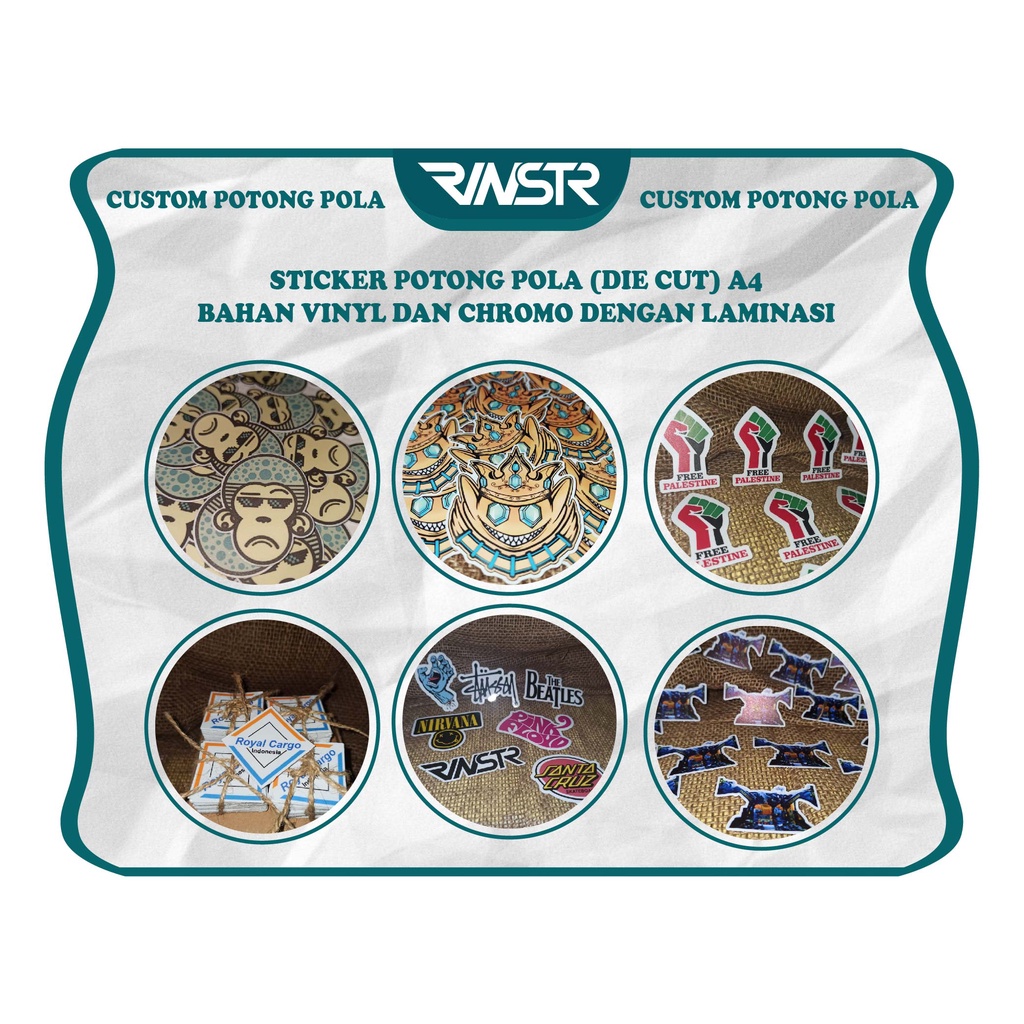 

STIKER POTONG POLA ( DIE CUT ) A4 VINYL & CHROMO
