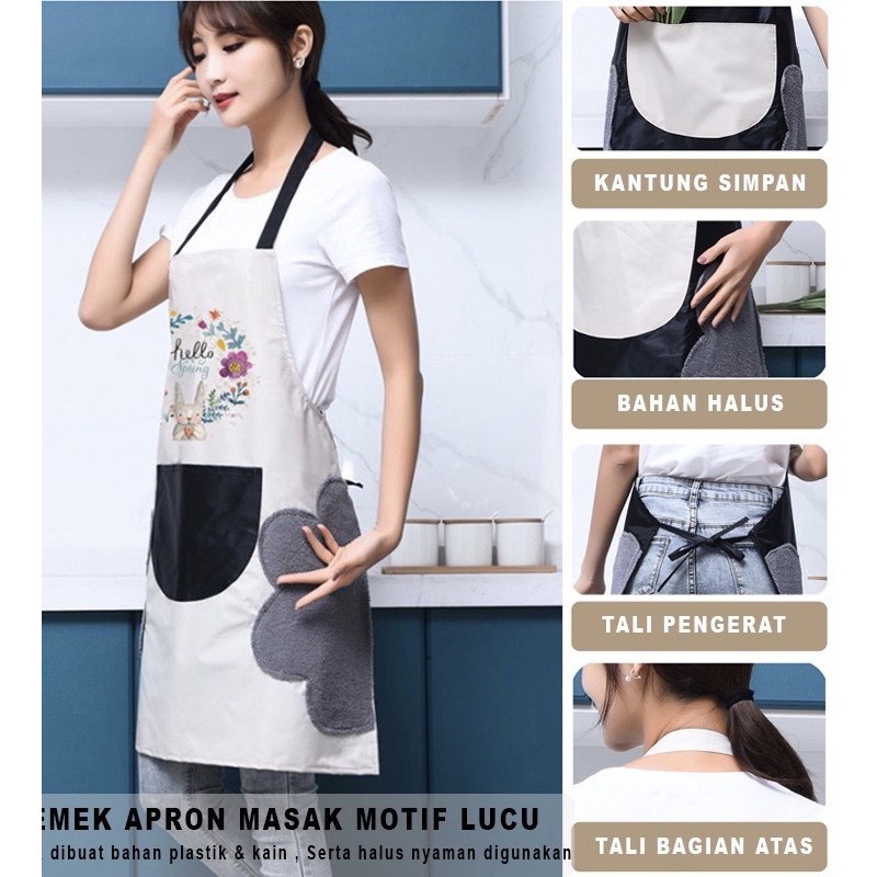 ❤️GTB❤️ Celemek Masak Apron Anti Air Minyak KARAKTER bisa Lap Tangan R394