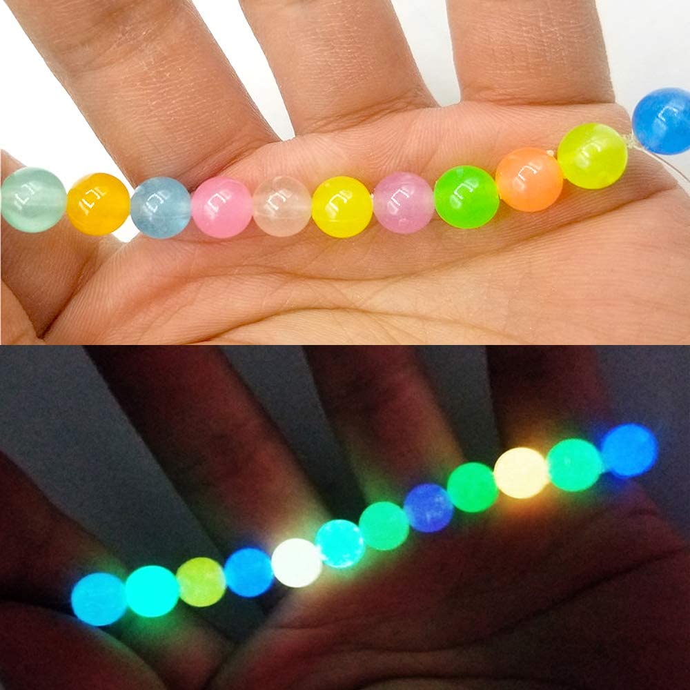 6/8/10/12mm Mixed Color Acrylic Luminous Loose Beads For DIY Bracelets Necklace Making