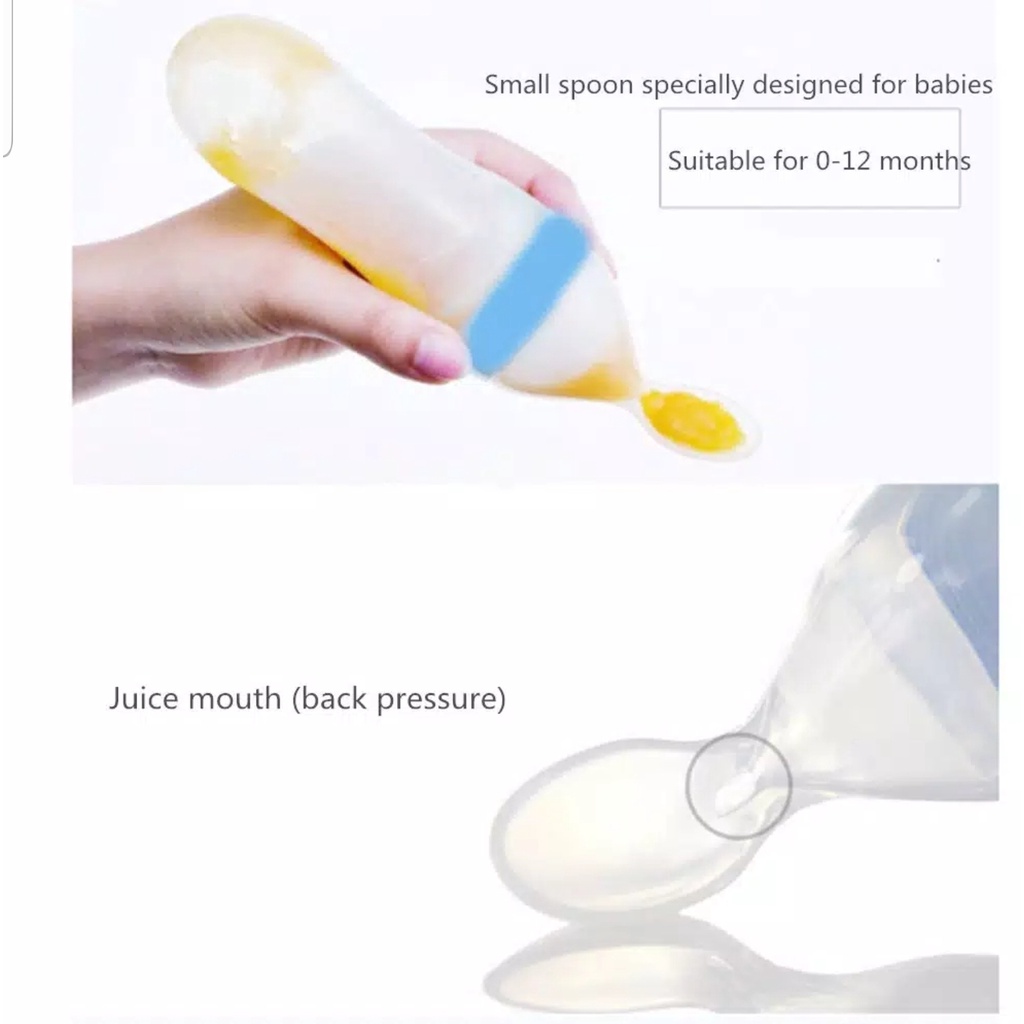 BOTOL SENDOK MAKAN BAYI / BOTOL SUSU SENDOK DAPAT BERDIRI / BOTOL SENDOK MPASI / BABY SPOON FEEDER + SUCTION FOOD GRADE BPA FREE (IP)