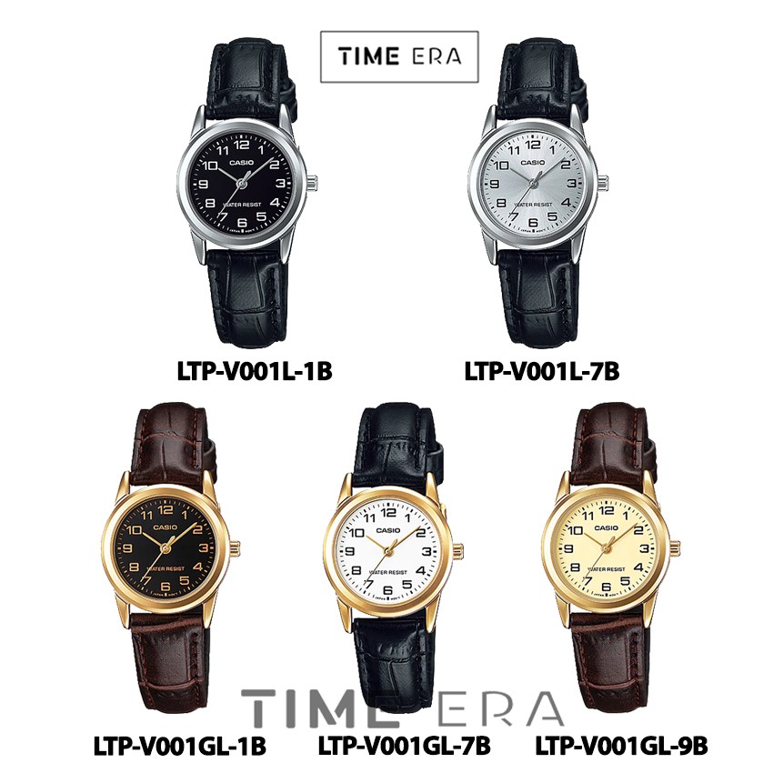 Casio General LTP-V001L-1B 7B / LTP-V001GL-1B 7B 9B Jam Tangan Kulit Wanita Silver Gold
