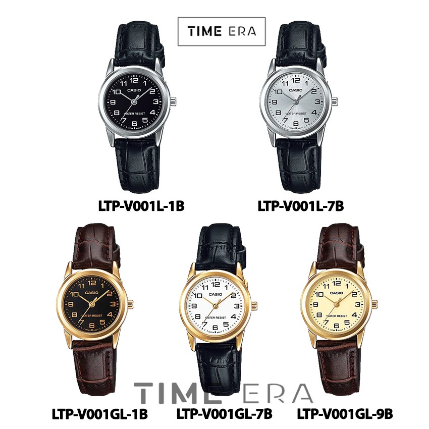 Casio Original LTP-V001L-1B 7B / LTP-V001GL-1B 7B 9B Jam Tangan Kulit Wanita Silver Gold