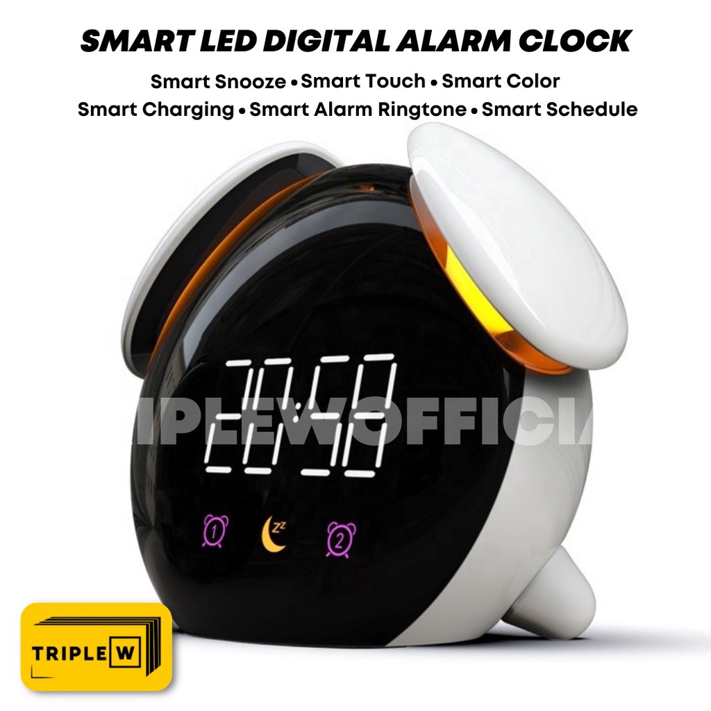 Triple W Smart LED Digital Alarm Clock Jam Meja Pintar Weker Lampu Tidur