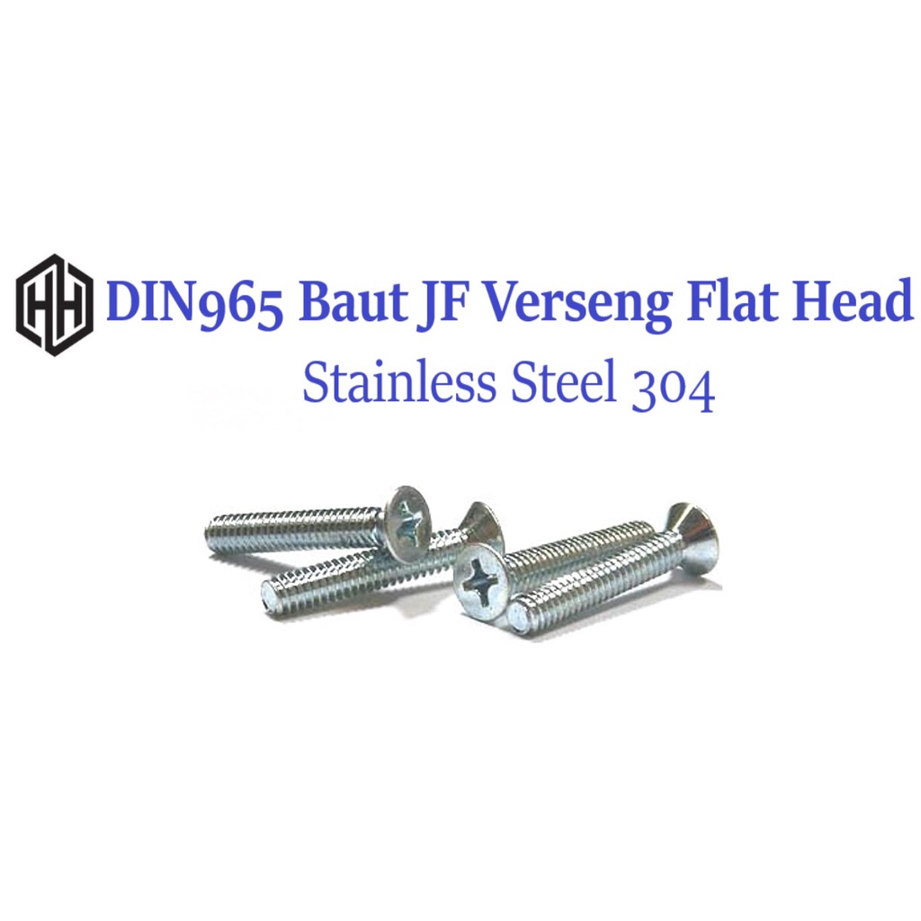Baut JF M5 x 15 DIN965 Verseng Flat Head Stainless Steel JF515