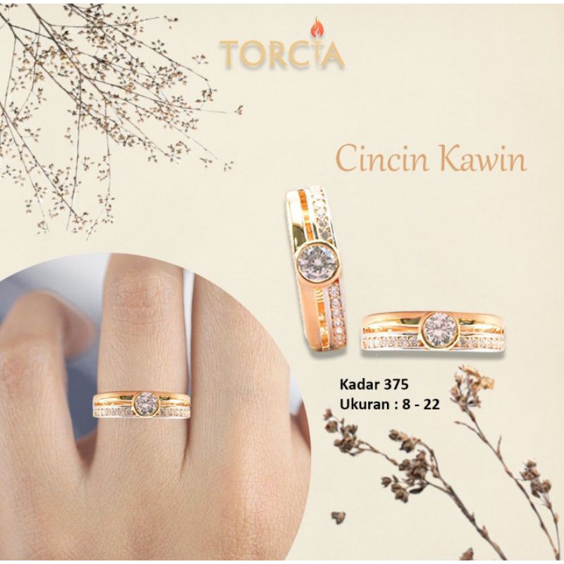 Cincin Kawin Emas Asli Mata Full Kadar 375 Torcia